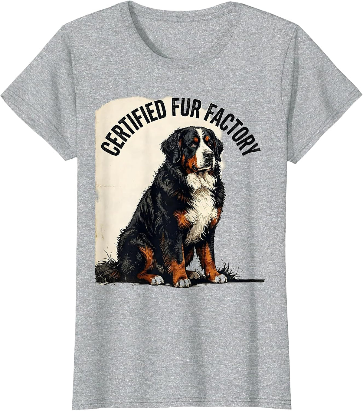 Women's Certified Fur Factory Vintage Bernese Mountain Dog Lover T-Shirt - Heather Grey