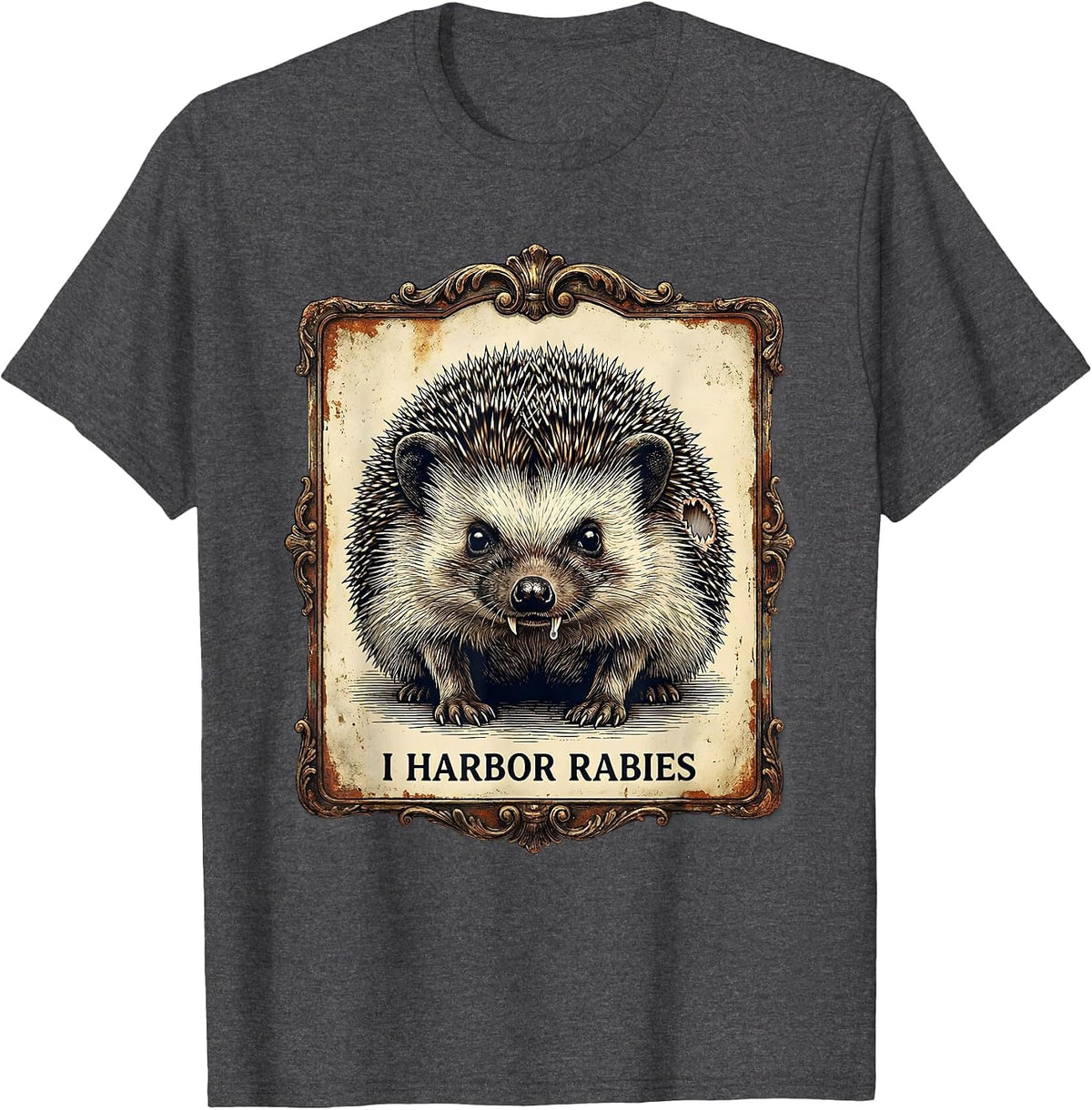 Men's I Harbor Rabies Vintage Funny Novelty Humor T-Shirt - Dark Heather Grey