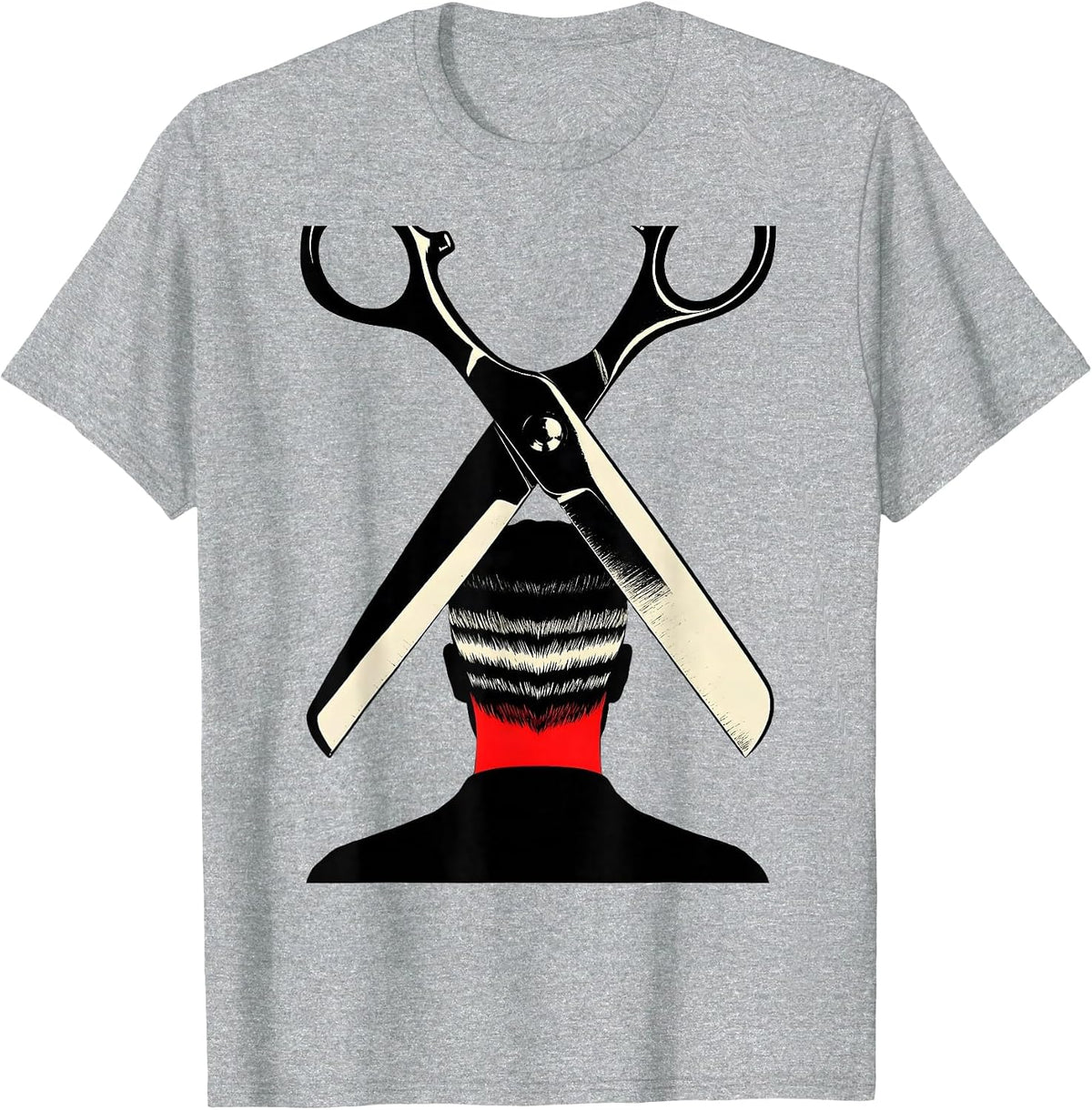 Men's Barber Scissors Silhouette Vintage Hairdresser Christmas T-Shirt - Heather Grey