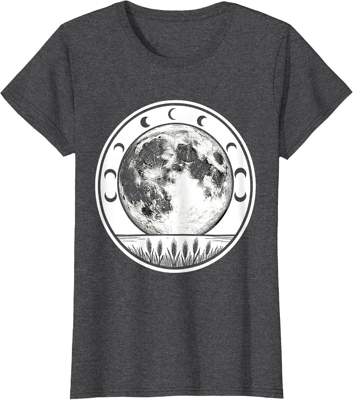 Women's Lunar Cycle Moon Phase Astronomy Astrology Celestial T-Shirt - Dark Heather Grey