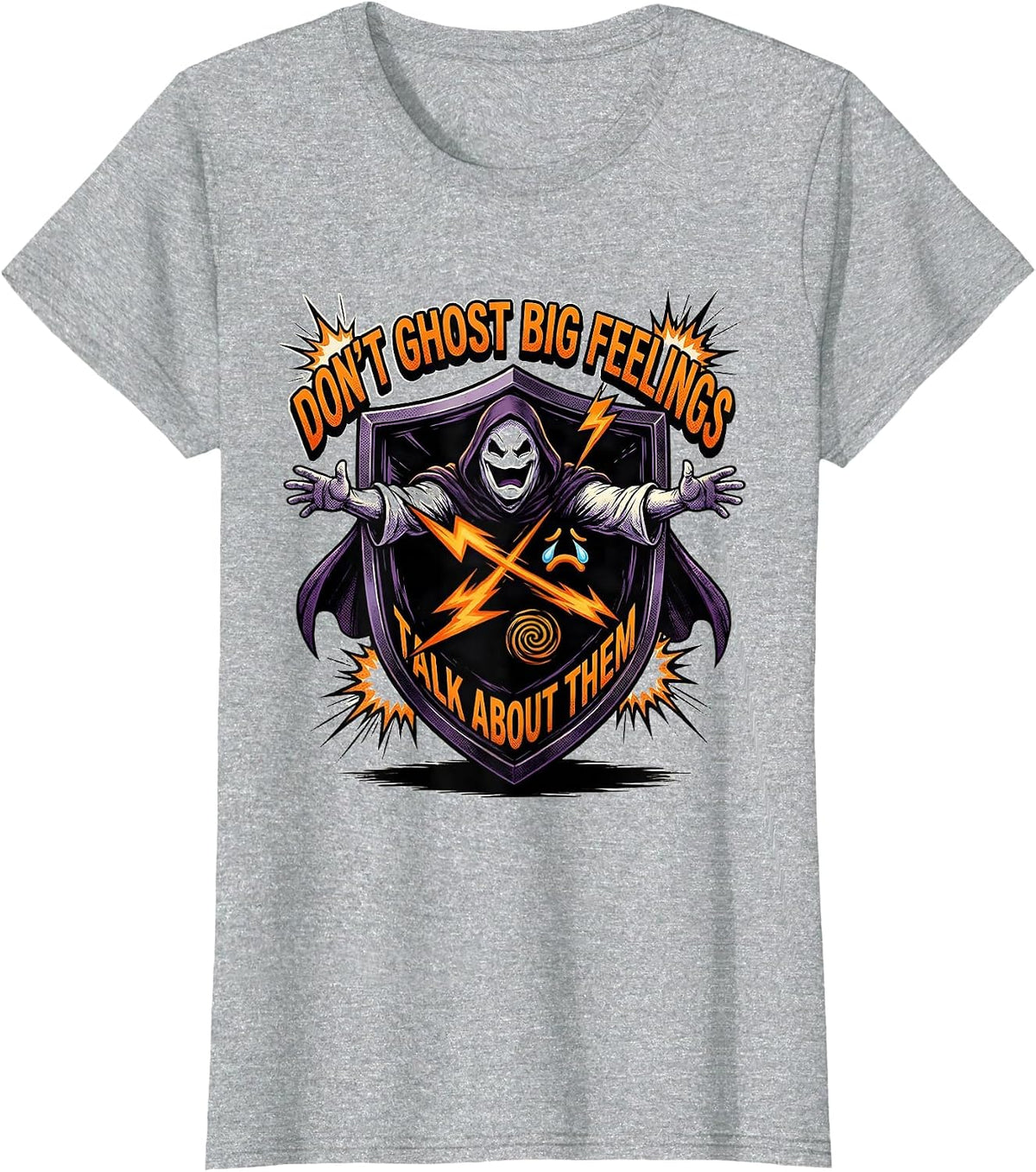 Women's Don't Ghost Big Feelings Talk About Them Comic T-Shirt - Heather Grey