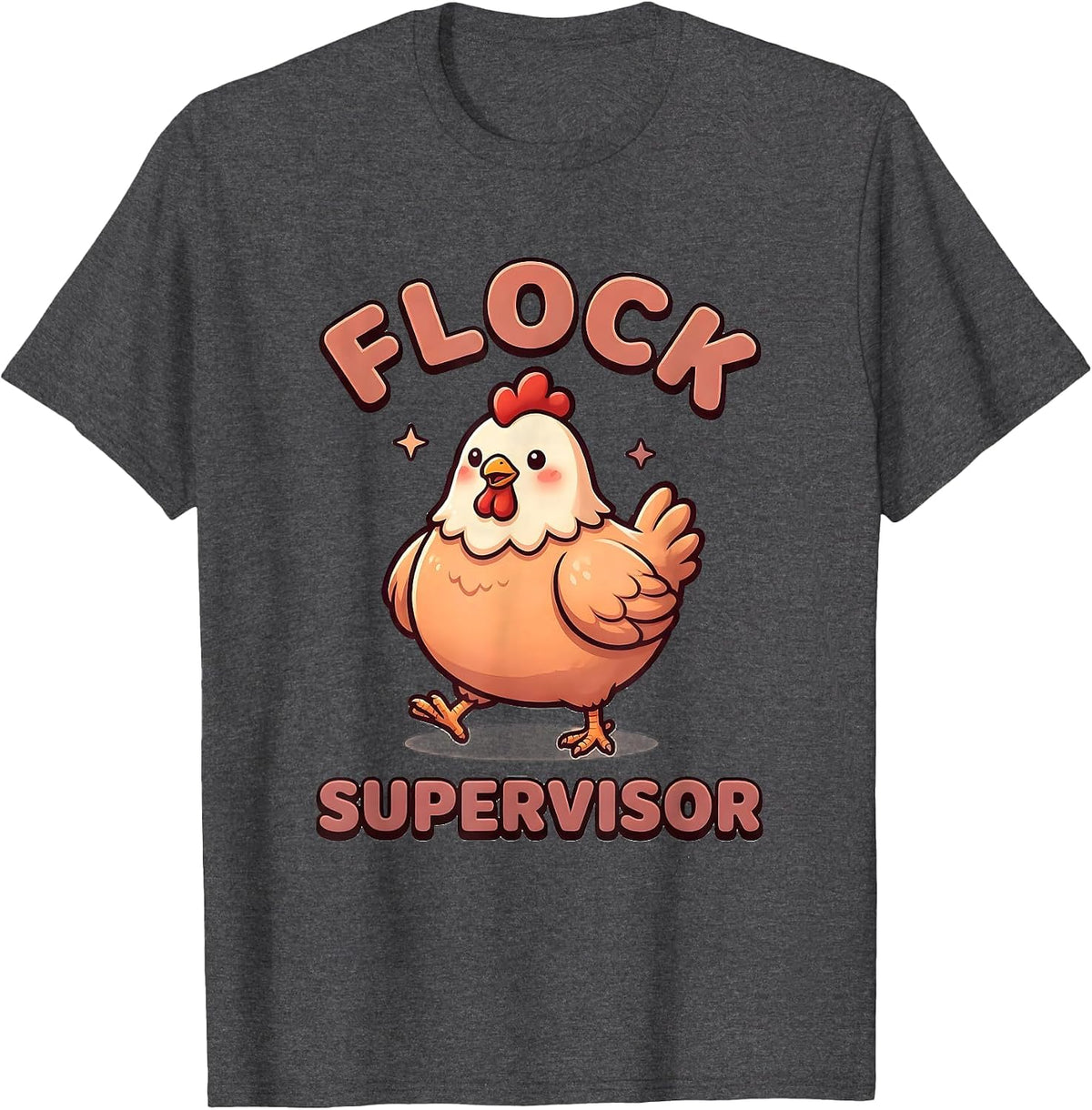 Flock Supervisor Cute Kawaii Funny Chicken Lover Farmer T-Shirt - Dark Heather Grey