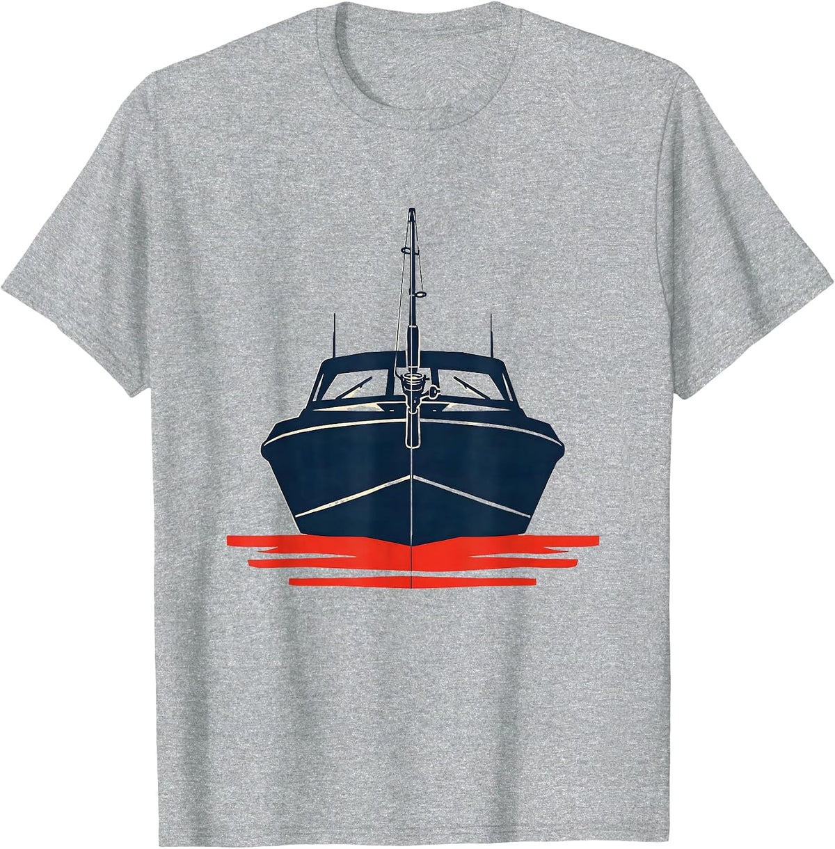 Men's Bass Boat Cross Stencil Christian Fishing Humor T-Shirt - Heather Grey