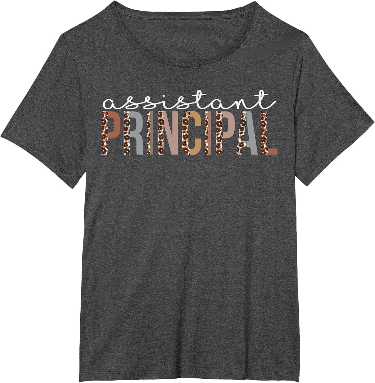 Assistant Principal Leopard Appreciation for Women for Work T-Shirt - Dark Heather Grey