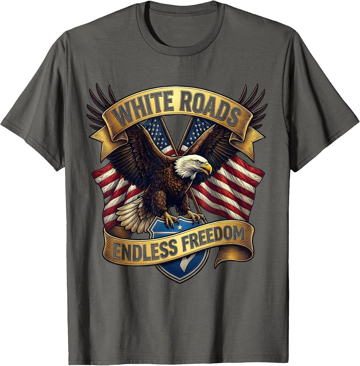 Men's White Roads Endless Freedom Open Road Design T-Shirt - Asphalt Grey