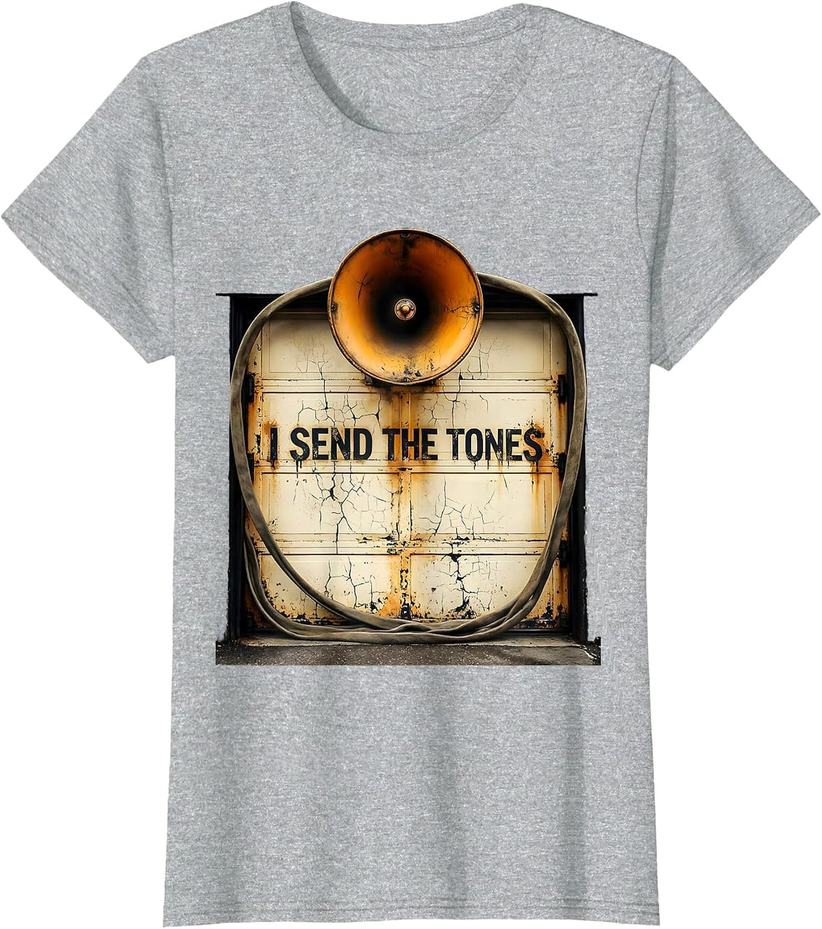 I Send The Tones Distressed 911 Dispatcher Thin Yellow Line T-Shirt - Heather Grey