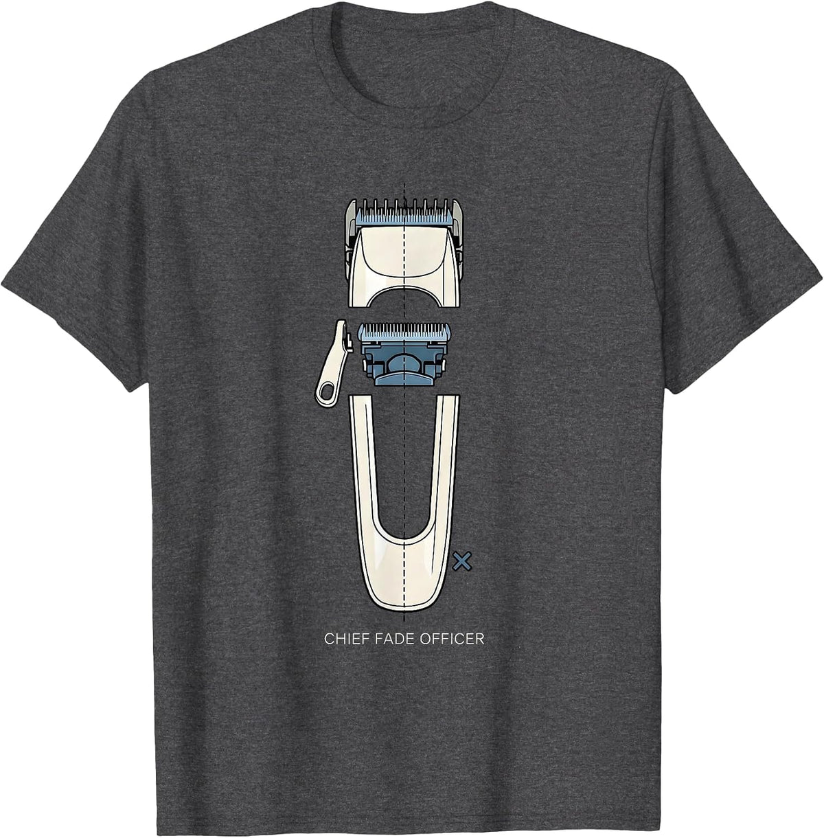 Men's Chief Fade Officer Funny Hairdresser Barber Gift T-Shirt - Dark Heather Grey