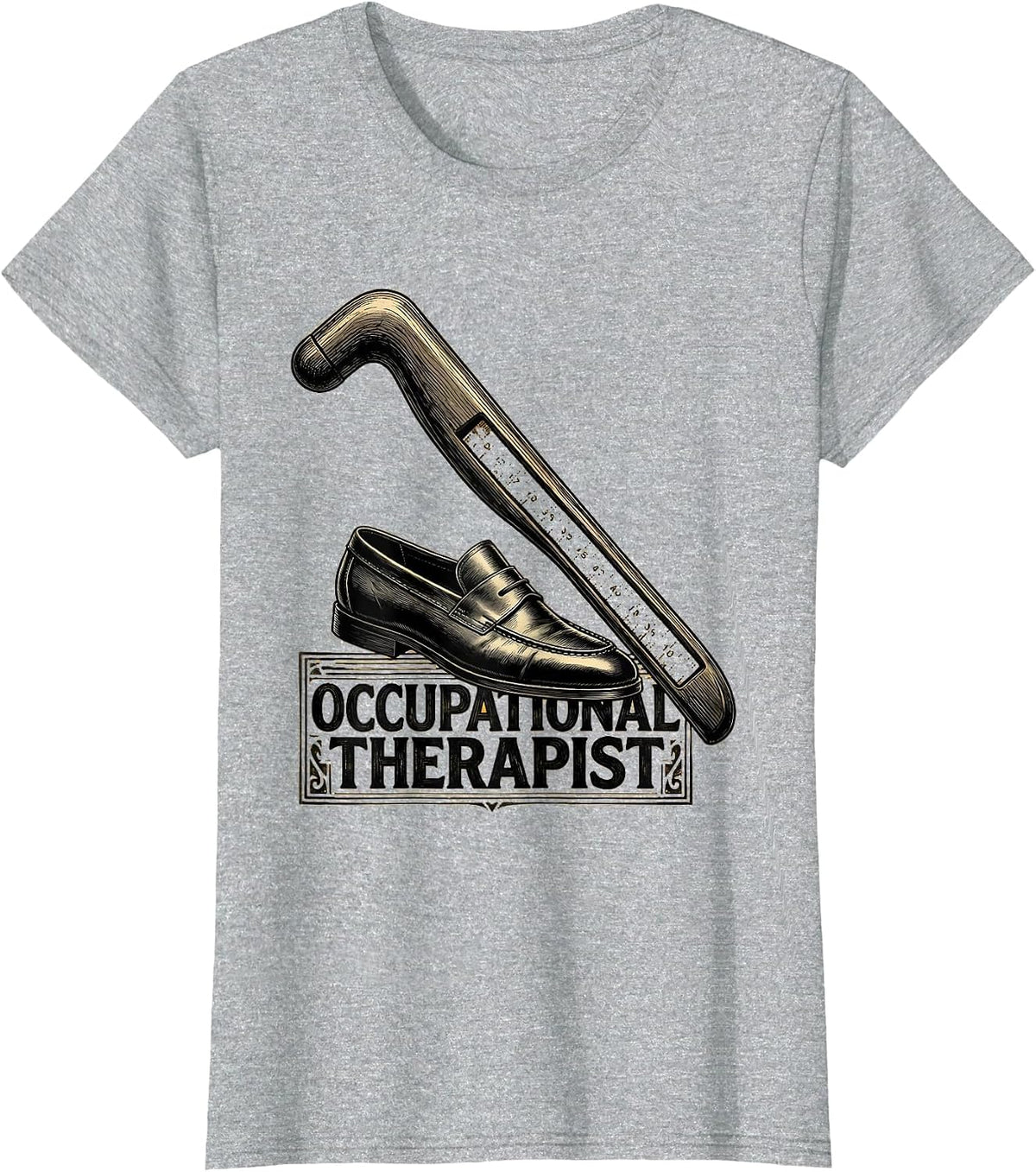 Occupational Therapist Retro Wood Type Letterpress OT Month T-Shirt - Heather Grey
