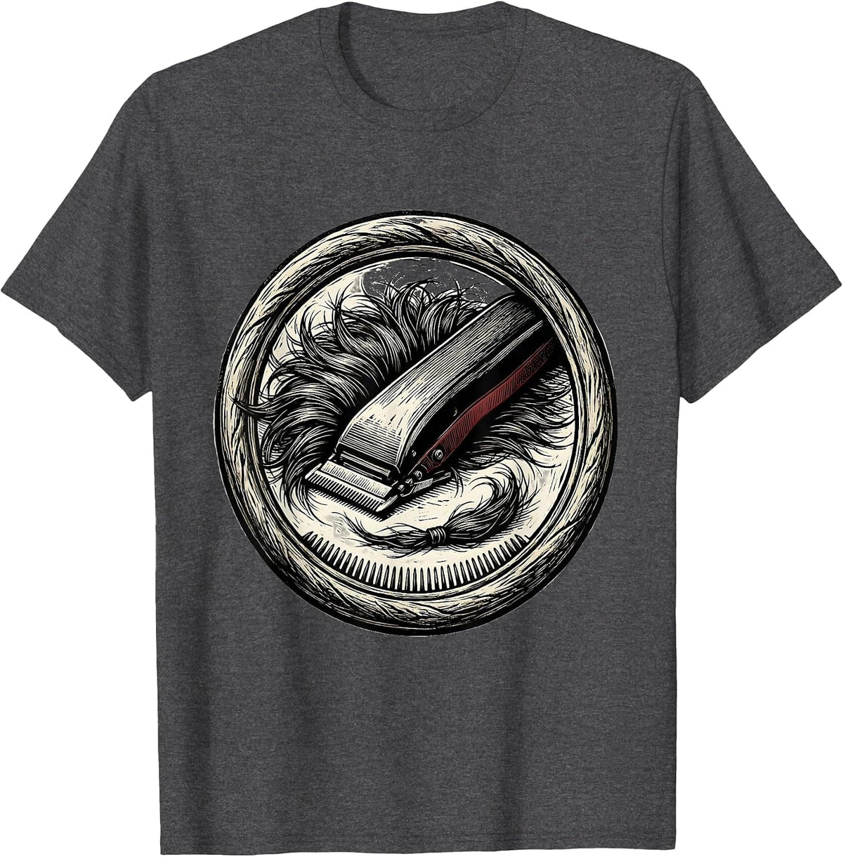 Men's Sealed Clipper Hair Humor Hairdresser Barber Gift T-Shirt - Dark Heather Grey