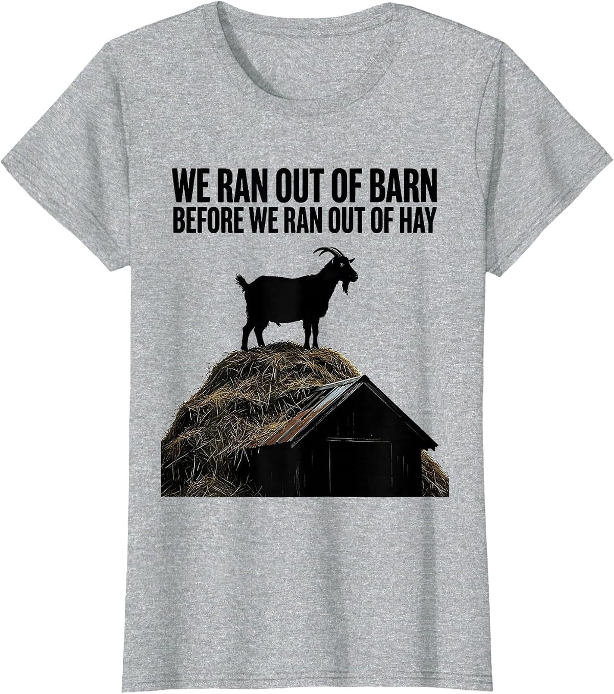We Ran Out Of Barn Before We Ran Out Of Hay Funny Goat Owner T-Shirt - Heather Grey