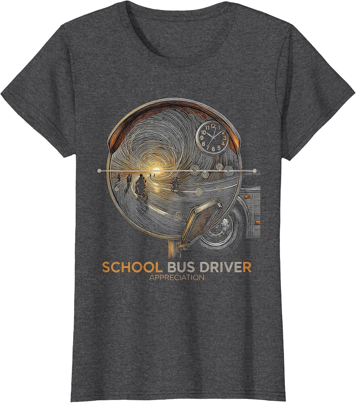 Women's School Bus Driver Appreciation Gift Back To School T-Shirt - Dark Heather Grey