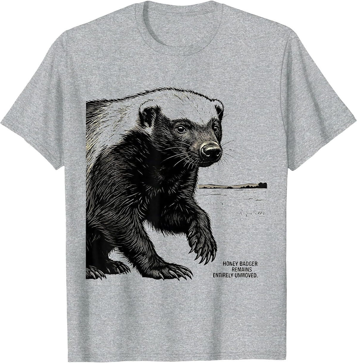 Men's Honey Badger Remains Entirely Unmoved Funny Animal Lover T-Shirt - Heather Grey