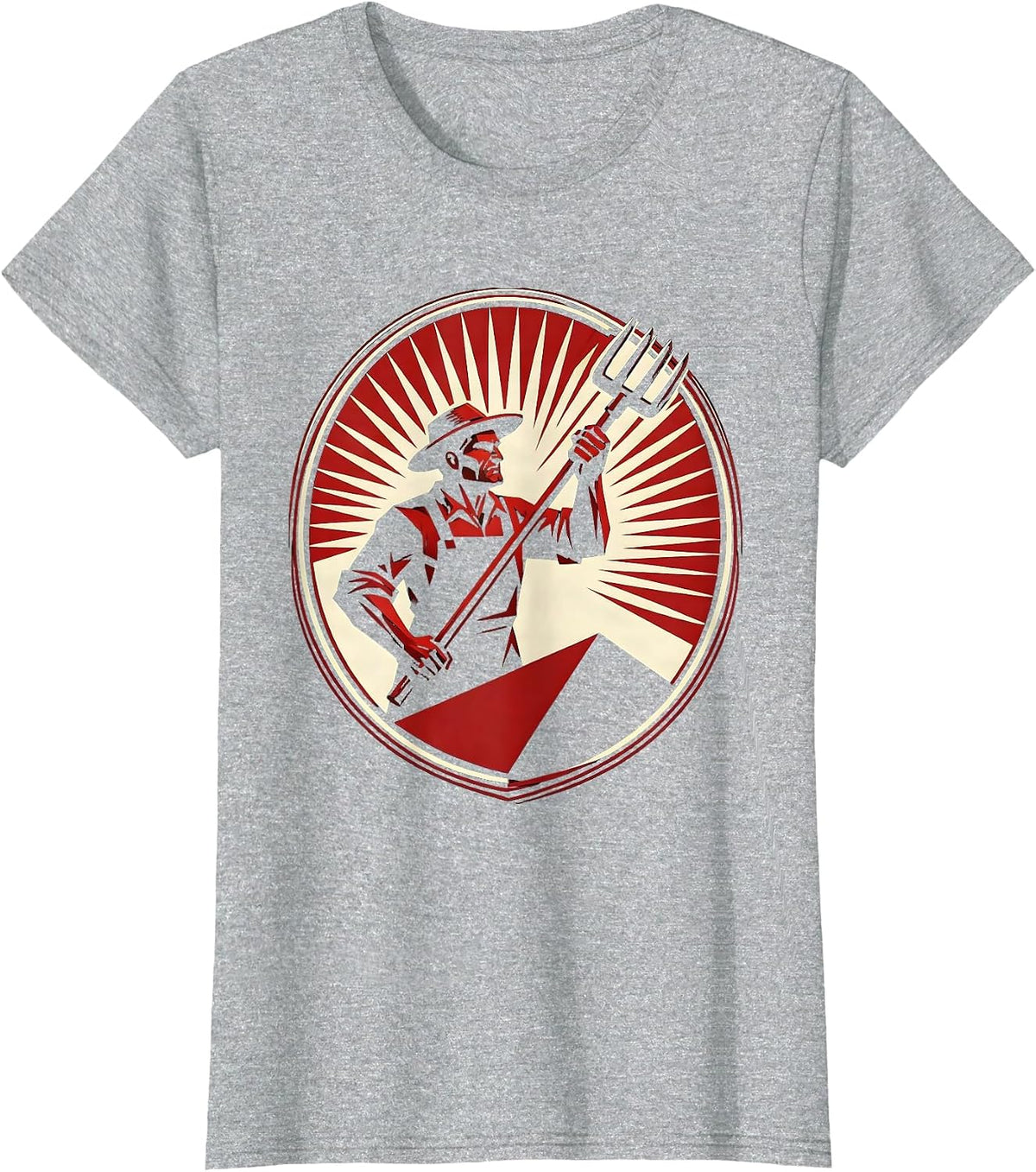 Revolutionary Farmer Pitchfork Stormy Sky 1776 T-Shirt - Heather Grey