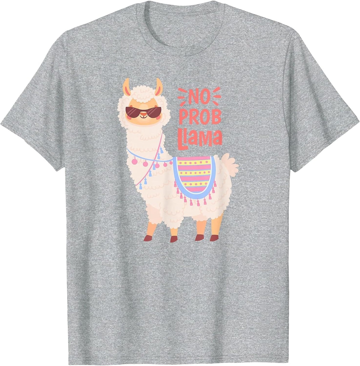 No ProbLlama Shirt, No Problama Shirt, Funny Alpaca Llama T-Shirt - Heather Grey