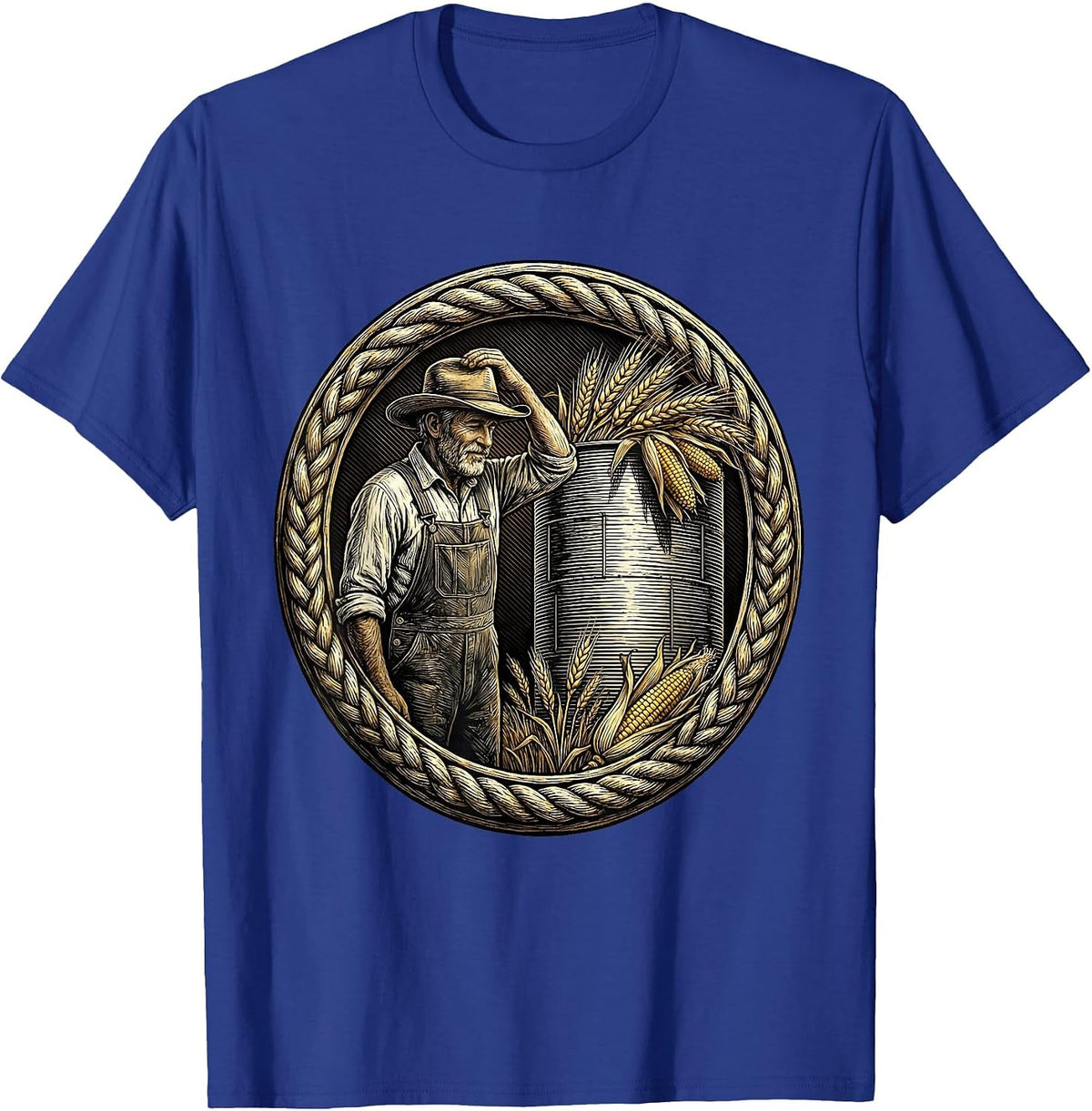 Thankful Farmer Grain Silo Thanksgiving Harvest T-Shirt - Royal Blue