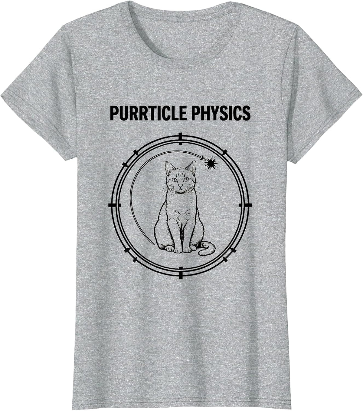 Purrticle Physics Funny Science Cat Teacher Student Humor T-Shirt - Heather Grey