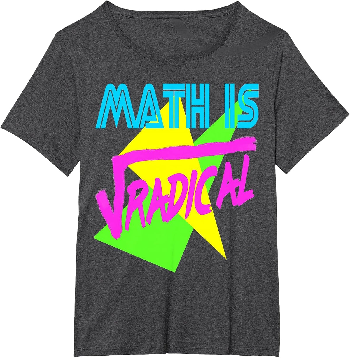 Funny Math is Radical Retro 80s Vintage Algebra Teacher T-Shirt - Dark Heather Grey