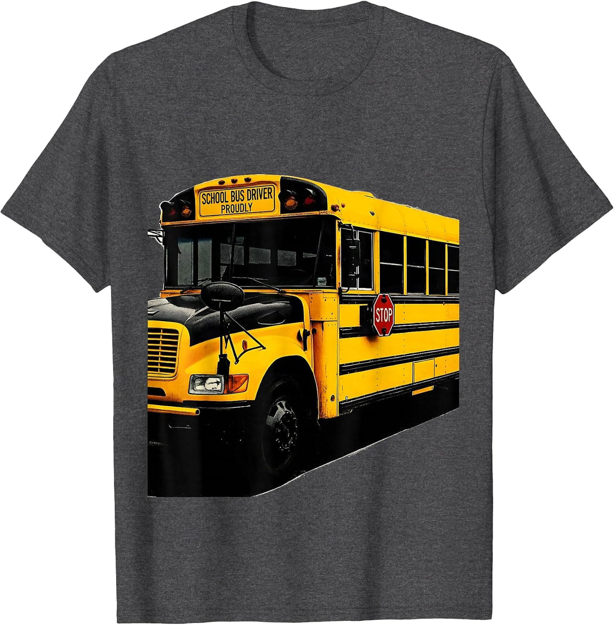 Men's School Bus Driver, Proudly Screenprint Bus Driver T-Shirt - Dark Heather Grey