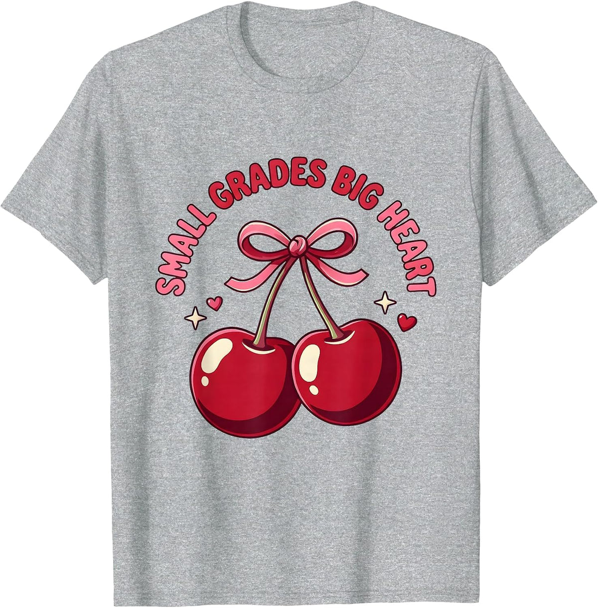 Men's Small Grades Big Heart Elementary Teacher Design T-Shirt - Heather Grey