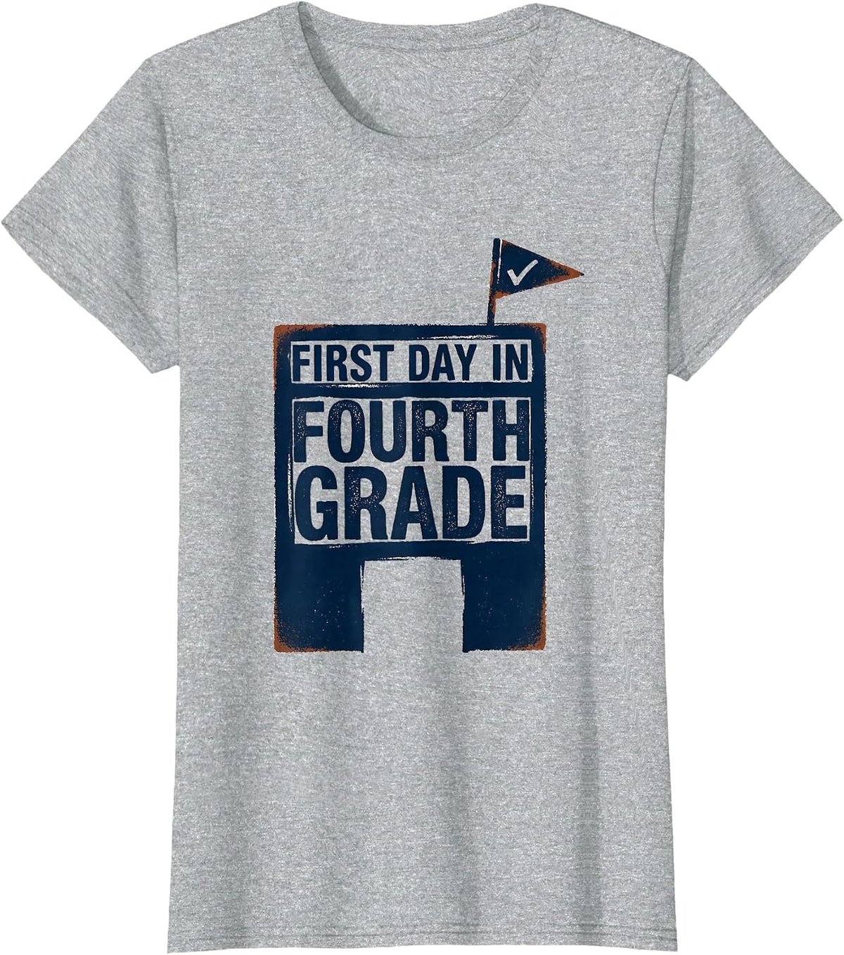 First Day In Fourth Grade Retro Groovy Teacher Student Back T-Shirt - Heather Grey