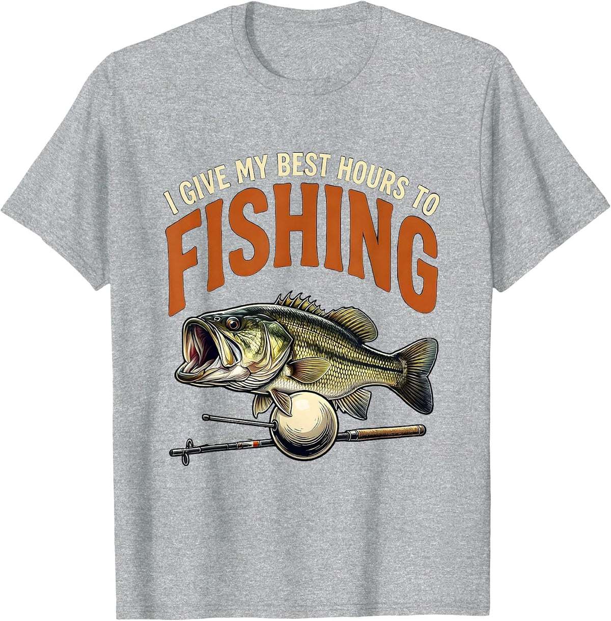 Men's I Give My Best Hours To Fishing Funny Fishing Humor T-Shirt - Heather Grey