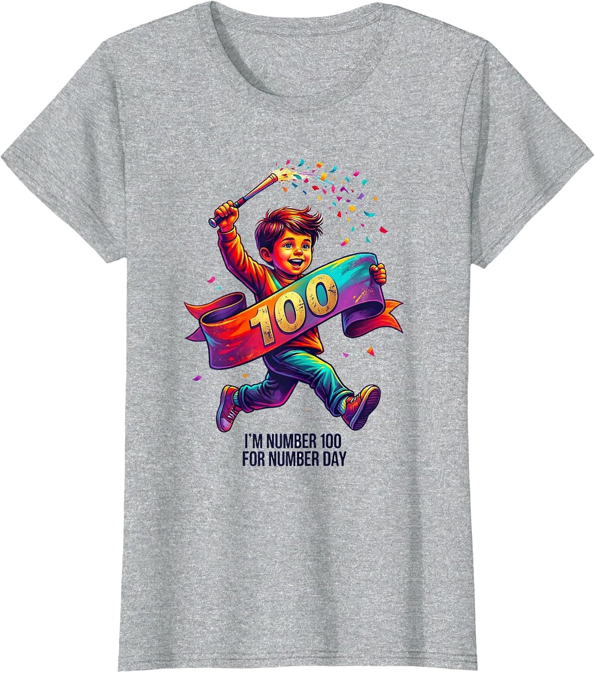 Women's I'm Number 100 For Number Day Colorful Kids School Math T-Shirt - Heather Grey
