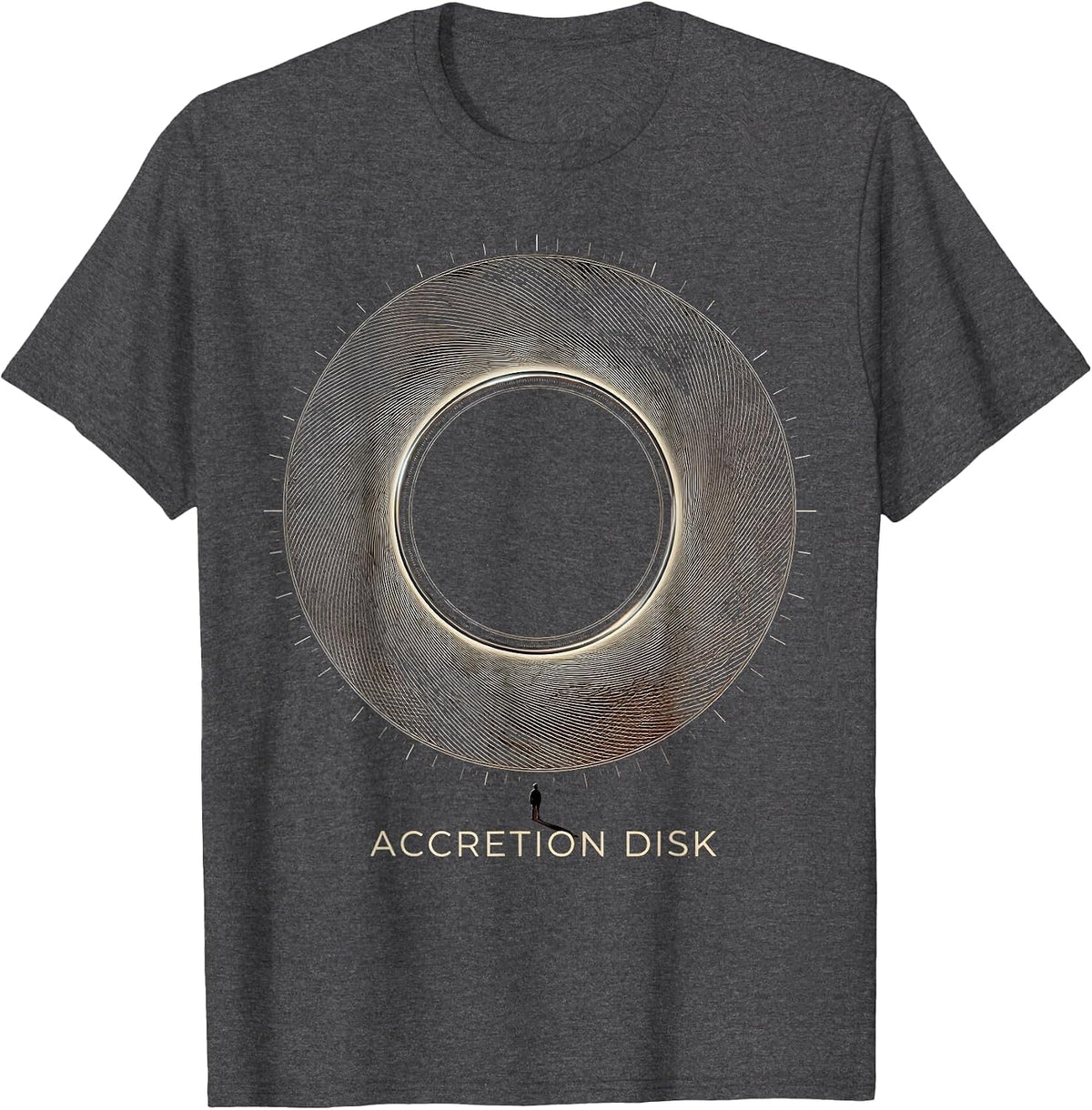 Accretion Disk Crosshatch Etching Astrophysics Physics T-Shirt - Dark Heather Grey