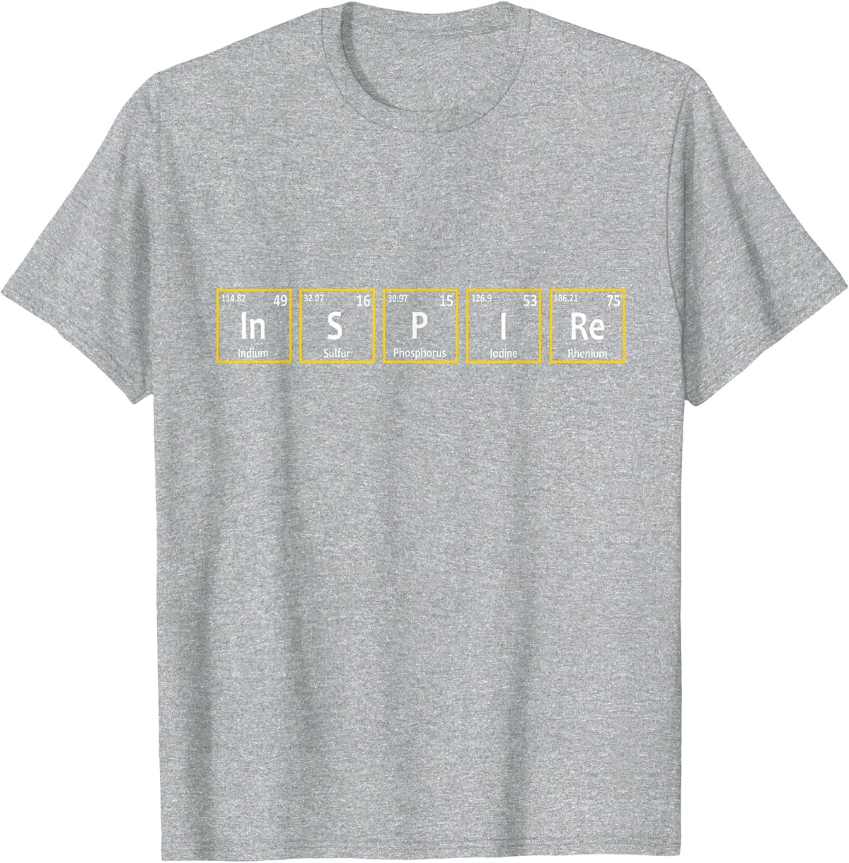 Inspire (in-S-P-I-Re) Periodic Table Elements Spelling T-Shirt - Heather Grey