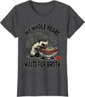 Women's My Whole Heart Waits For Broth Funny Anime Hedgehog Ramen T-Shirt - Dark Heather Grey