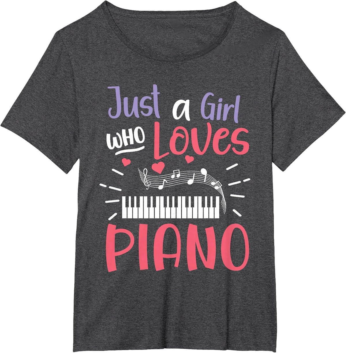 Just A Girl Who Loves Piano Pianist Player Keyboard T-Shirt - Dark Heather Grey