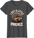 Women's I Get A Little Prickly Cute Hedgehog Lover Rubber Stamp T-Shirt - Dark Heather Grey