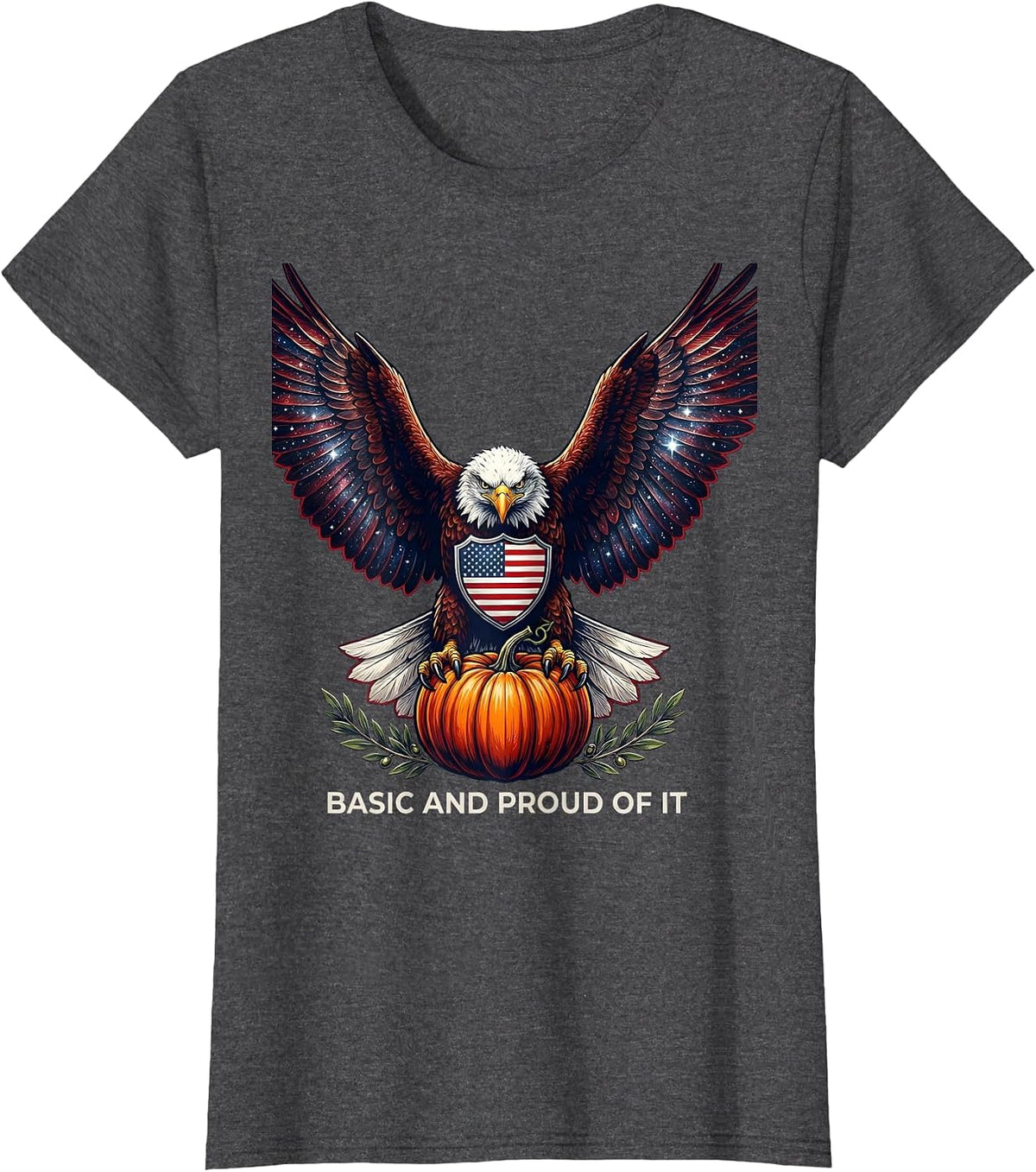 Women's Basic and Proud of It Pumpkin Fall Design T-Shirt - Dark Heather Grey