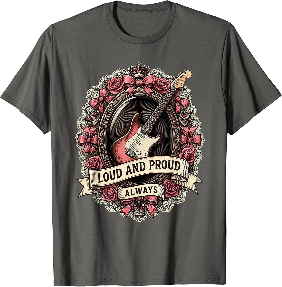 Men's Loud and Proud Always Metal Music Design T-Shirt - Asphalt Grey