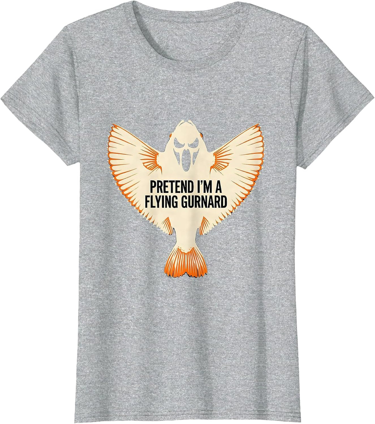 Pretend I'm A Flying Gurnard Funny Halloween Fish Costume T-Shirt - Heather Grey