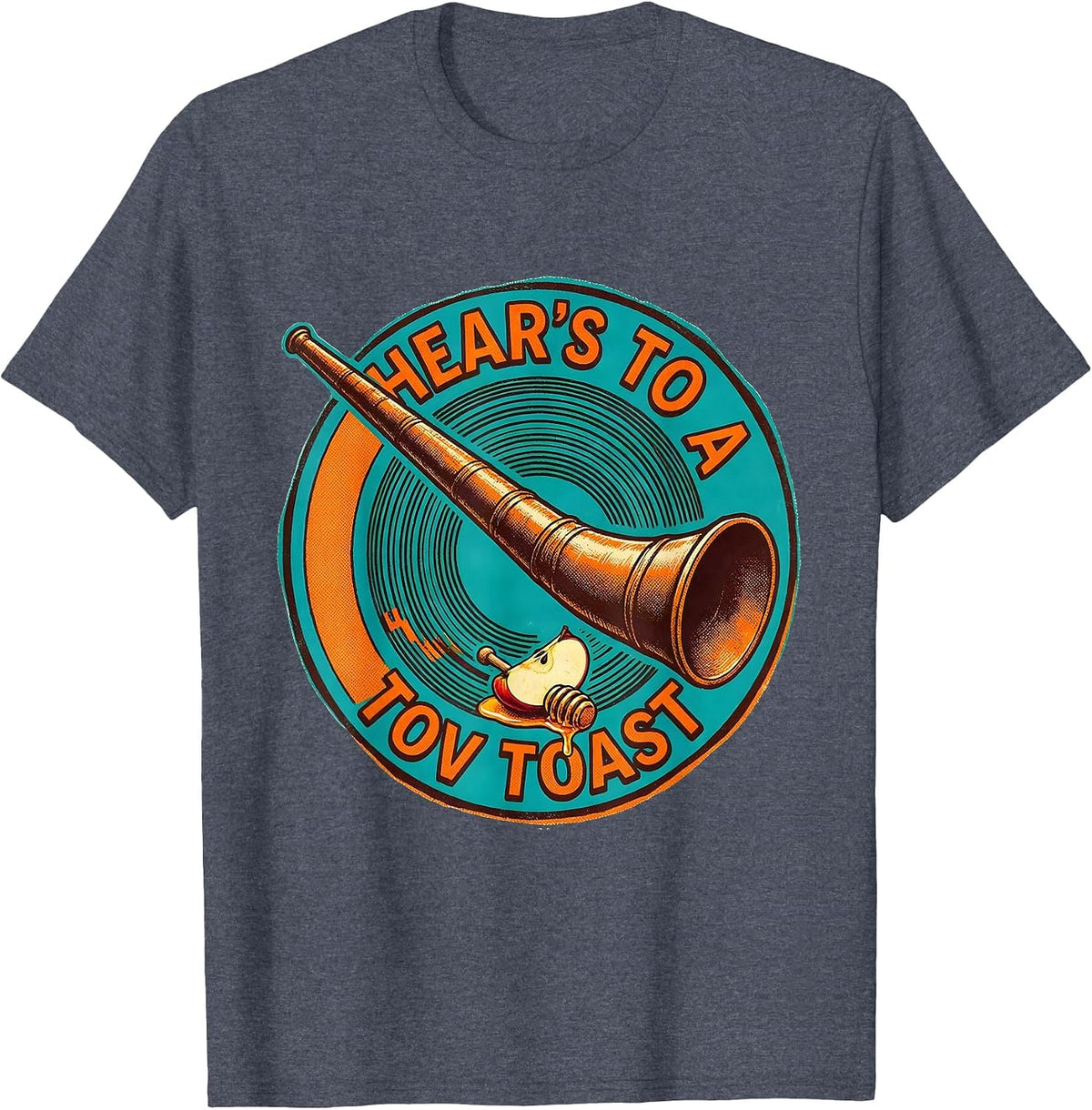 Hear's To A Tov Toast Funny Rosh Hashanah Jewish New Year T-Shirt - Heather Blue