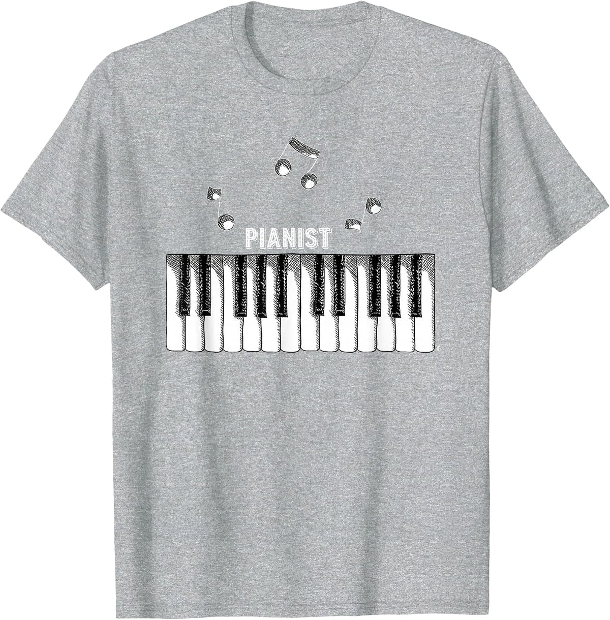Distressed Vintage Piano Keys Pianist Keyboardist T-Shirt T-Shirt - Heather Grey