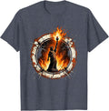 Flaming Torch Thrower Bold Graphic Design T-Shirt - Heather Blue