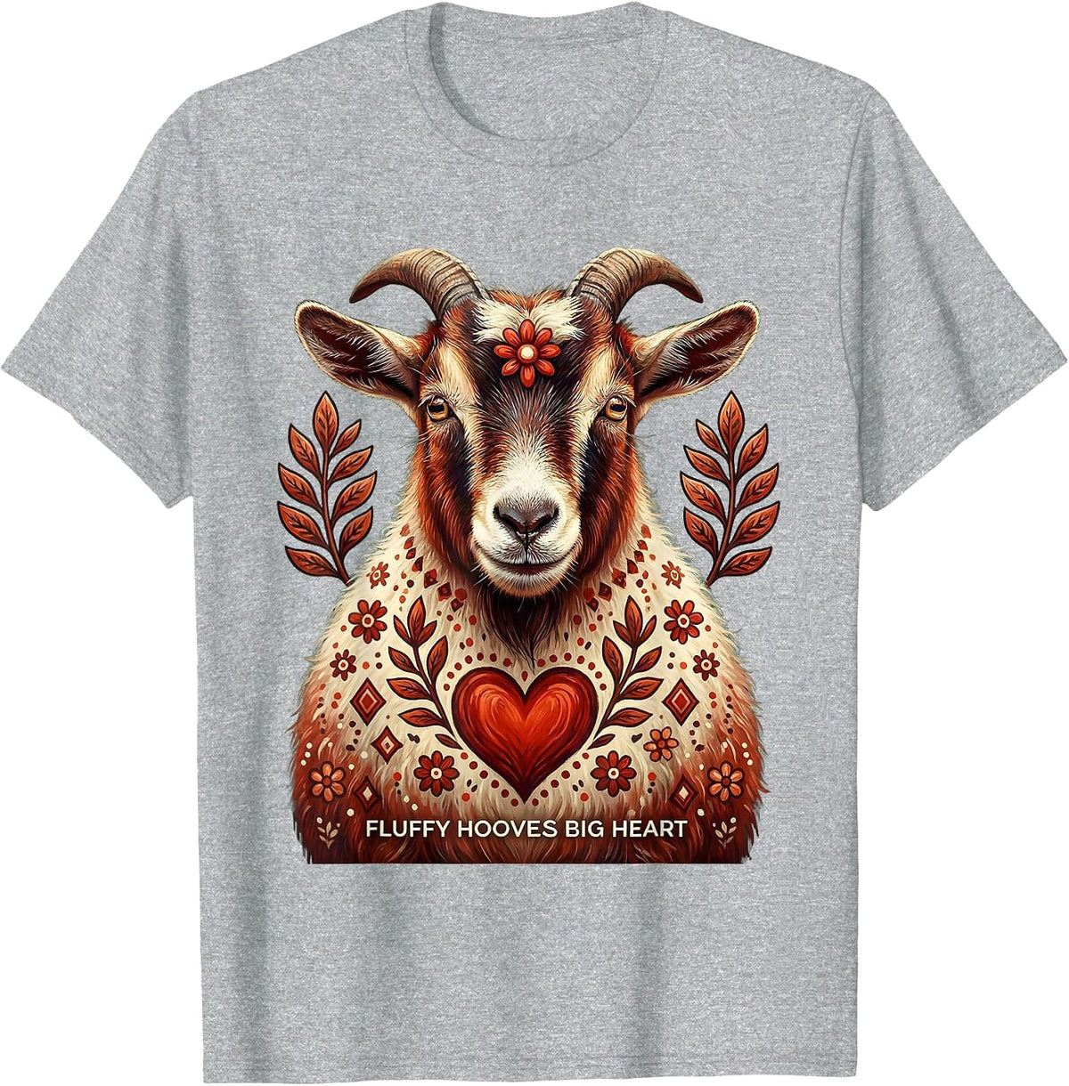Men's Fluffy Hooves Big Heart Goat Lover Design T-Shirt - Heather Grey