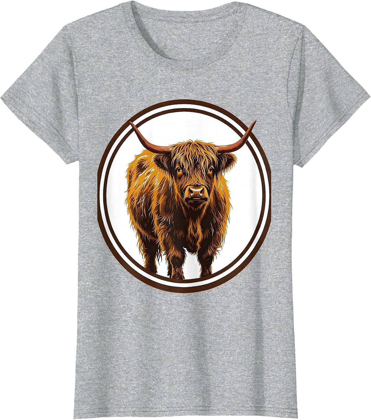 Highland Cow Cute Scottish Humor Screenprint Poster T-Shirt - Heather Grey