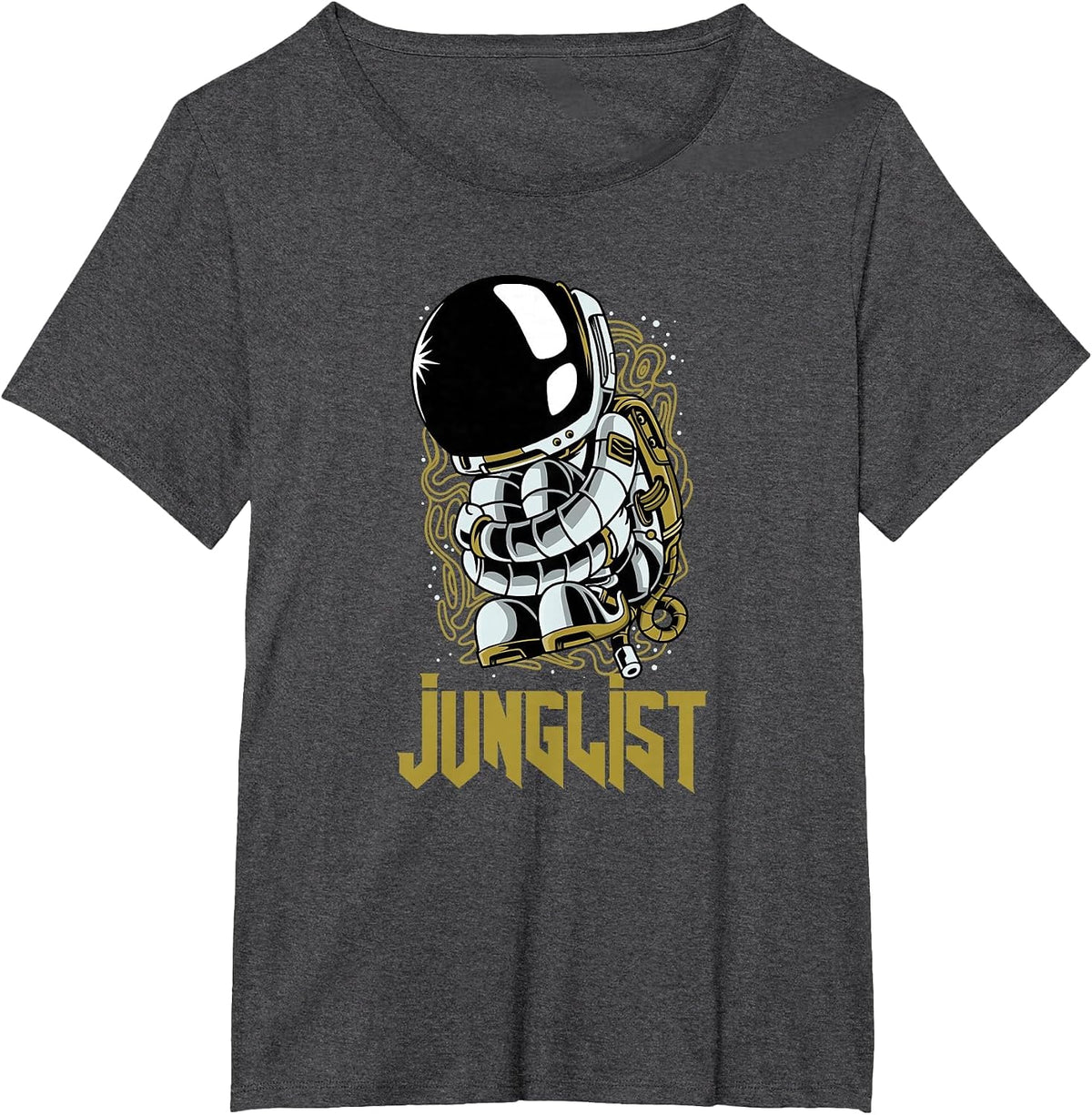 Junglist Spaceman174 BPM DnB Music Liquid EDM Drum and Bass T-Shirt - Dark Heather Grey