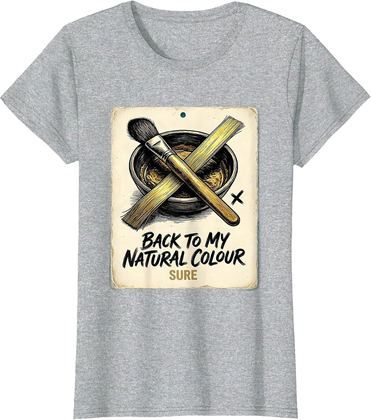 Back To My Natural Colour, Sure Funny Hairdresser Barber T-Shirt - Heather Grey