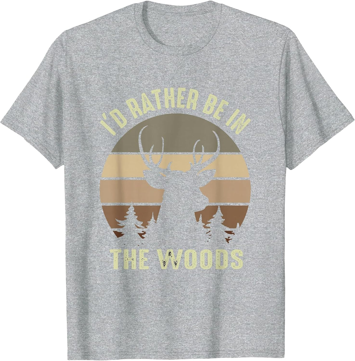 Men's Funny Vintage Camper I'd Rather Be in The Woods Deer Hunting T-Shirt - Heather Grey