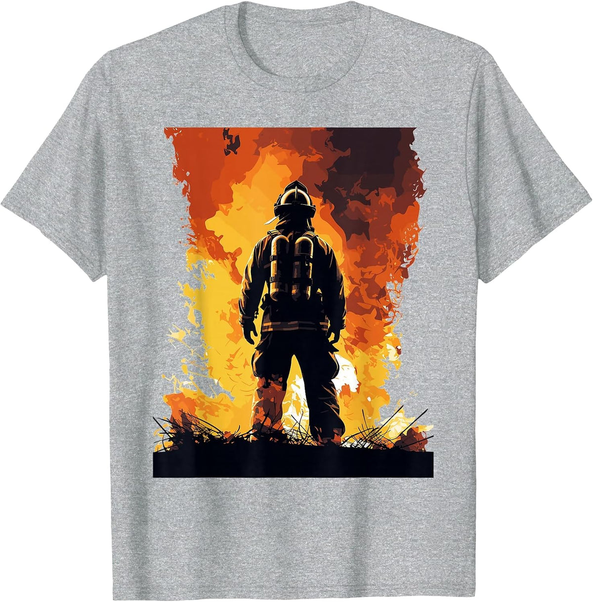 Firefighter Wall of Fire - Firefighter & Fireman T-Shirt - Heather Grey
