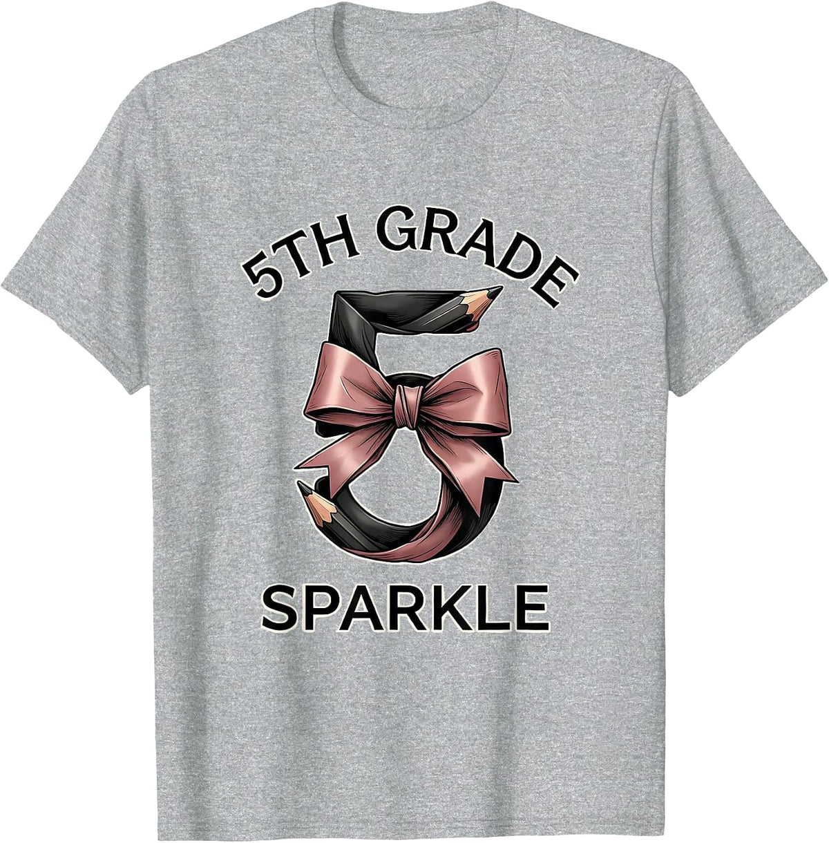 Men's 5th Grade Sparkle Balletcore Coquette Bow Back To School T-Shirt - Heather Grey