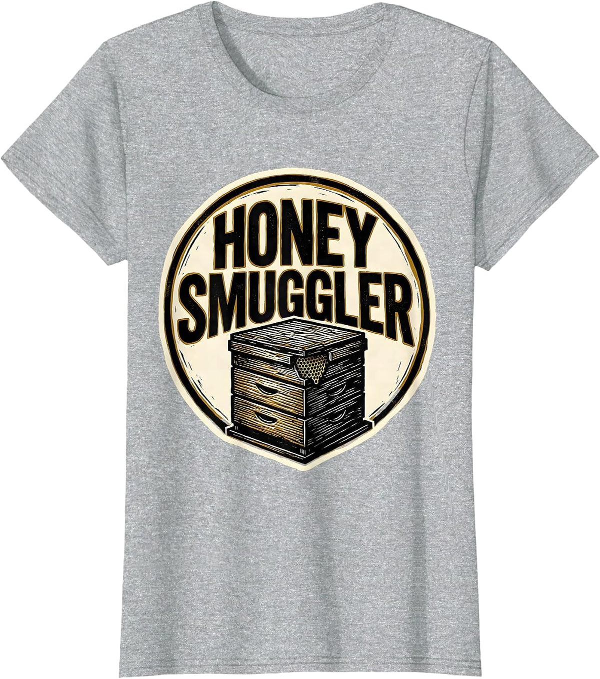 Women's Honey Smuggler Linocut Beekeeper Humor Vintage Craft Pride T-Shirt - Heather Grey