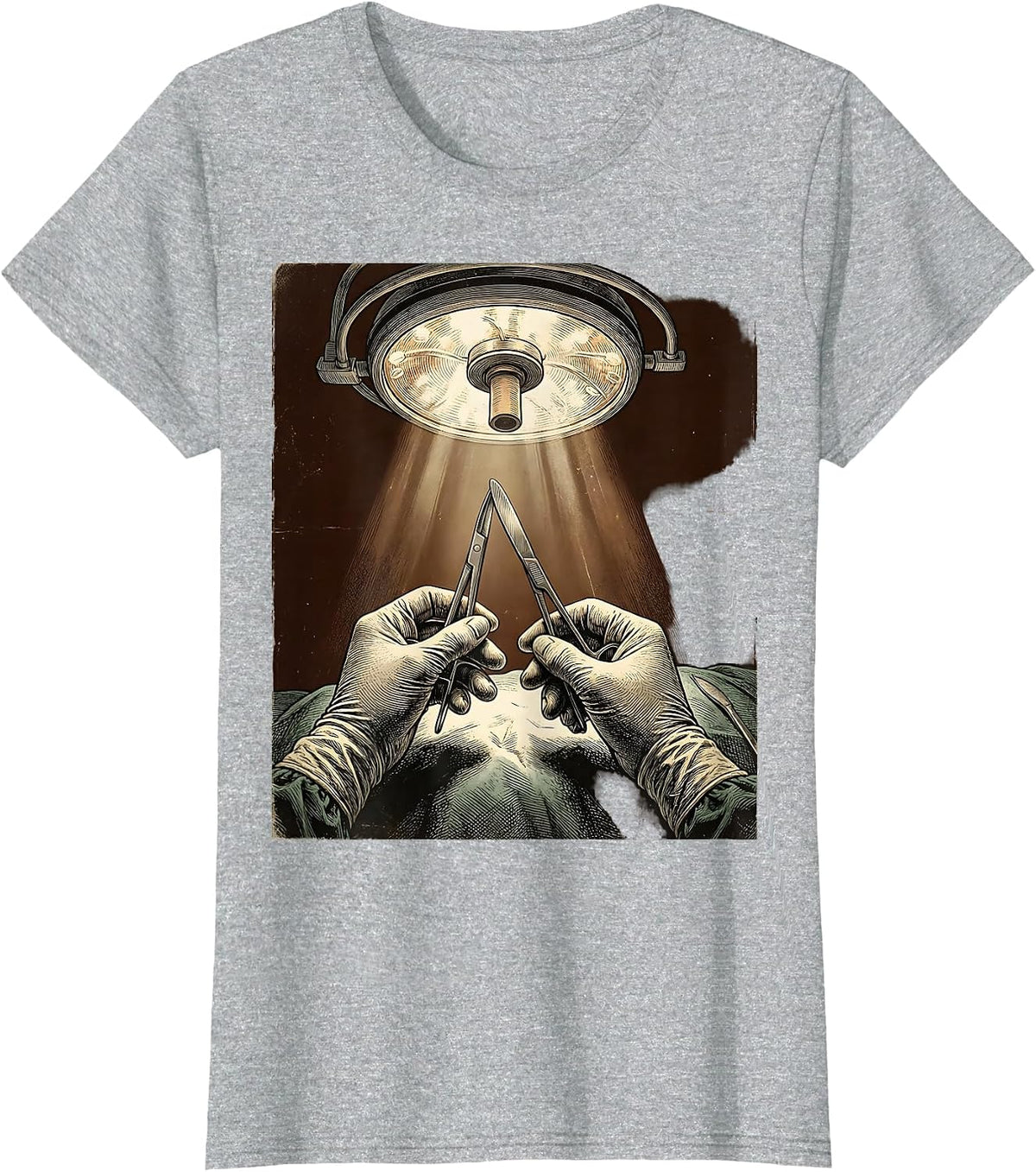 Trauma Surgeon Mid-Operation Graphic Design T-Shirt - Heather Grey