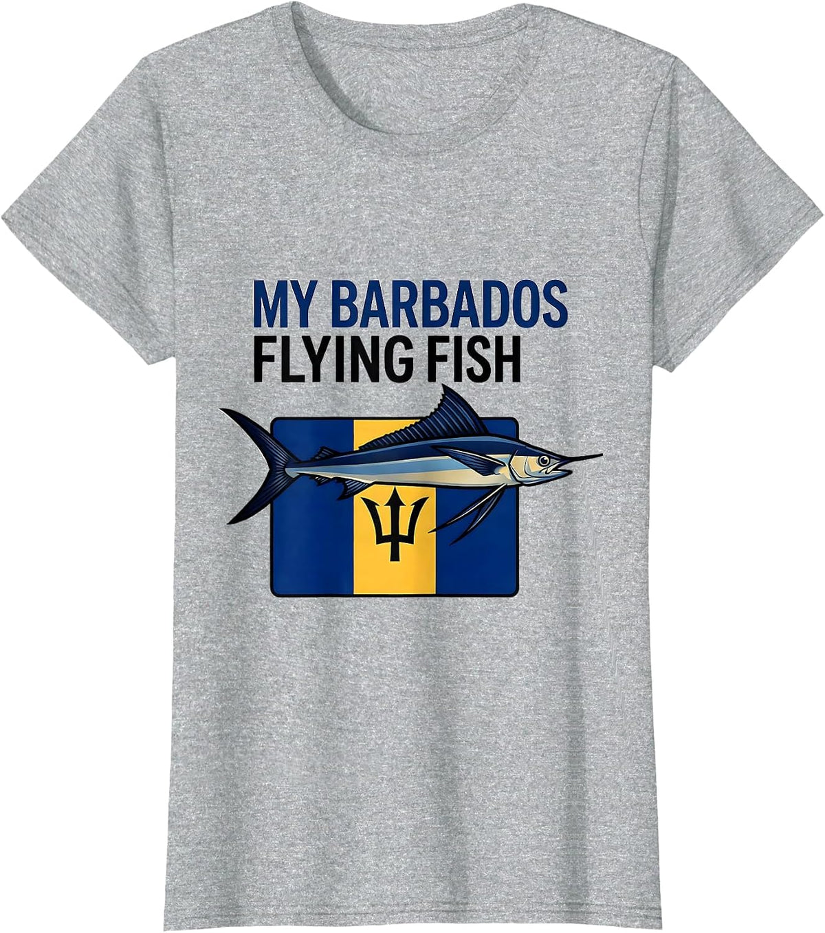 My Barbados Flying Fish Flat Vector National Pride Caribbean T-Shirt - Heather Grey