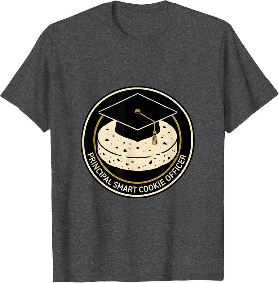 Men's Principal Smart Cookie Officer Funny Teacher Pun Humor T-Shirt - Dark Heather Grey