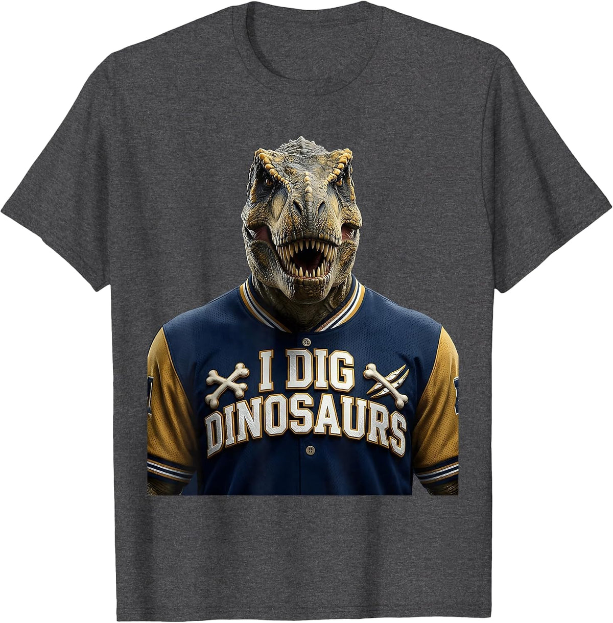 I Dig Dinosaurs Boys Dino Lover Design T-Shirt - Dark Heather Grey