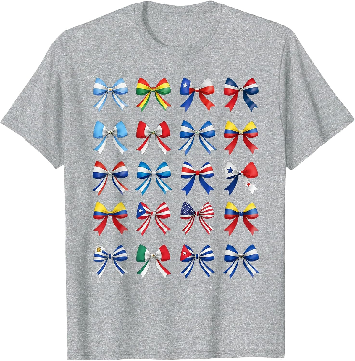 Hispanic Heritage Month Countries Flags Maestra Coquette Bow T-Shirt - Heather Grey